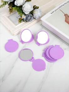 1/5/10/50/100pcs Handheld Small Mirror, Portable Makeup Mirror For Bags, Essential Travel Item, Dorm Room Makeup Mirror For Students - Mauve Purple - View 5