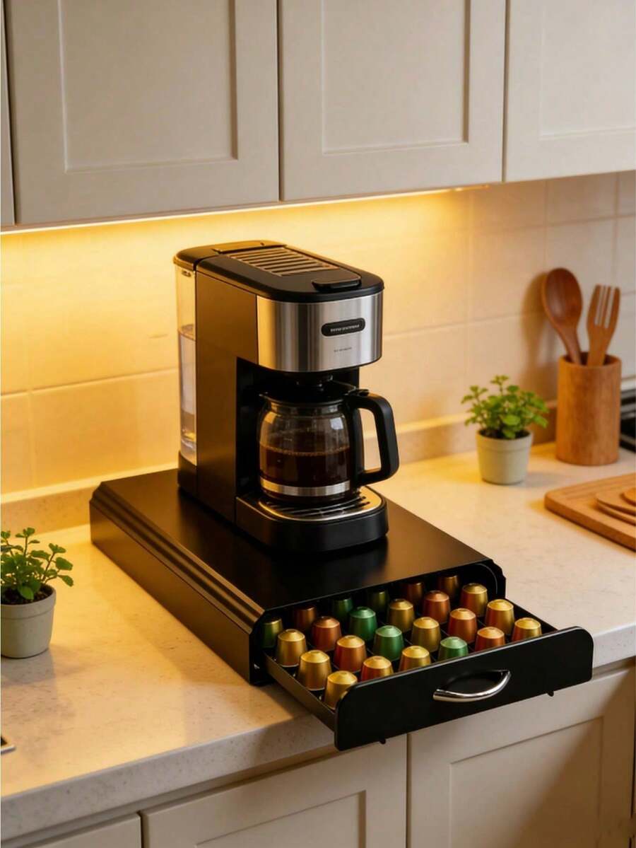 Hộp đựng viên cà phê cơ bản OriginalLine 1 ngăn kéo, chứa được 60 viên, màu đen, thích hợp cho quán cà phê, nhà bếp, ký túc xá để sắp xếp viên cà phê. - màu đen - Xem 1