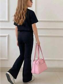 Conjunto playera y pantalón con estampados - Negro - Ver 2