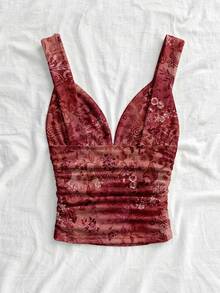 Soleia 女士优雅度假针织面料扭结肩带褶皱修身吊带背心，适合假日约会、下午茶、海滩、邮轮、城市旅行、音乐节、波西米亚风度假——室内外均可穿着 - 彩色 - 查看 2