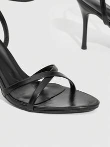 CUCCOO SZL 女士优雅简约高跟凉鞋，通勤必备 - 黑色 - 查看 6