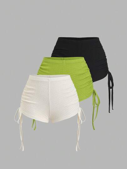 Sweetra Women's Y2K Sexy Pleated Drawstring Textured Fabric Shorts