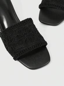 Sleekvia Casual Fashion Versatile Simple Chunky Heel Women's High Heel Sandals - Black - View 4