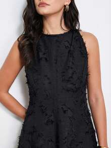 Aveloria Modichic New Arrival Elegant Commuter Style Cutout Decor Extra Long Flared Dress, Special Fabric - Black - View 6