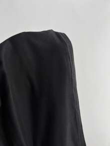 Elamini Deep V-Neck Tie Waist Black Mini Dress, Casual For Spring/Summer - Black - View 6