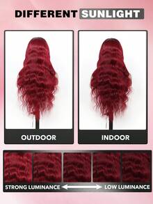 Women' Burgundy 13x4 Transparent Lace Front Wigs Human Hair Pre Plucked With Baby Natural Wavy Wig With 99J Red Body Wave, Long Wavy For Daily 180% Density - S99J - View 6