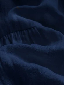 男婴/女婴纯色彼得潘领短袖连体衣和短裤套装，休闲百搭 - 藏蓝色 - 查看 6