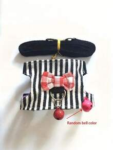 1Set Pet Harness And Leash With Leaf Bow Tie Bell Outfit For Small Animals Guinea Pigs Hamsters Mice Walking Adventure Outdoor Pet Costume Pet Fashion Accessories Adjustable Soft Harness For Tiny Pets Small Animal Accessories Cute Pet Photo Prop Pet Gift For Pet Lovers - Multicolor - View 8