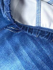 Bubblio Babygirl Cute Versatile Casual Knit Blue Elastic Waist Pants - Blue - View 5