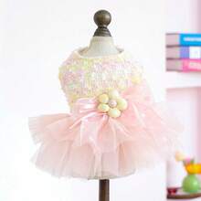 PETSIN 1pc Pet Light Luxury Princess Style Dress, Cat And Dog Universal Clothes, 3D Three-Dimensional Flower Love Bow Decoration Dress, Multi-Color Optional - Multicolor - View 24
