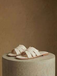Styleloop Ladies, Buckles, Trim, Flat Sandals - Apricot - View 1