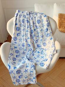 Comfortcana Women's Allover Print Drawstring Waist Casual Vacation Everyday Wide Leg Pants - Multicolor - View 4