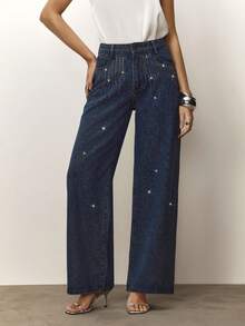 Daynim High Waist Wide Leg Jeans - Medium Wash - View 5
