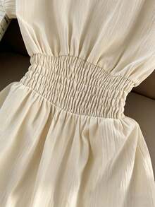 GlowEve 优雅女士长款杏色休闲度假沙滩连衣裙，腰部系带设计，适合情人节约会、派对、日常聚会、时尚穿搭、新年等场合。 - 杏色 - 查看 3