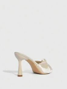 CUCCOO SZL 女士优雅扭结设计时尚百搭高跟凉拖 - 杏色 - 查看 4