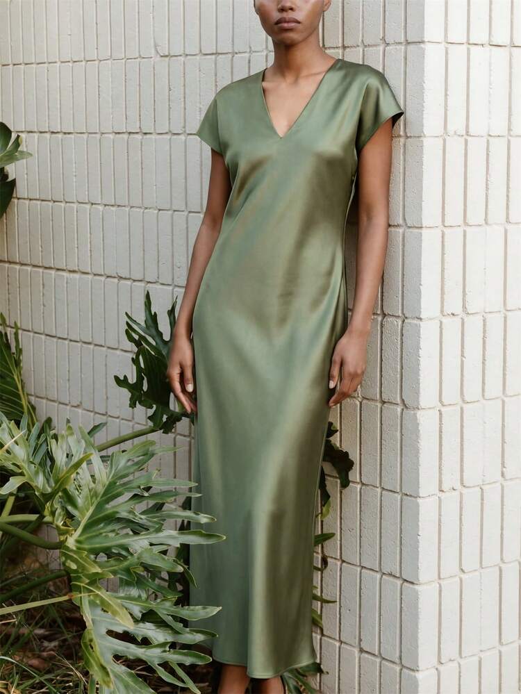 SHEIN Maija MAIJA Summer Ruched Waist Backless Halter Floral Maxi Dress