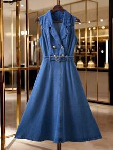 GlowEve Women's Casual Versatile Date & Travel Denim Dress - Blue - View 1