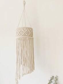 1PC Bohemian Style Tassel Pendant Decor Woven Rope Lampshade Cover Ceiling Light Fixture Decoration Charm Hanging Ornament For Living Room Bedroom Nursery Wedding Party Home Decor Accessory Handmade No Light Included - Ivory - View 8