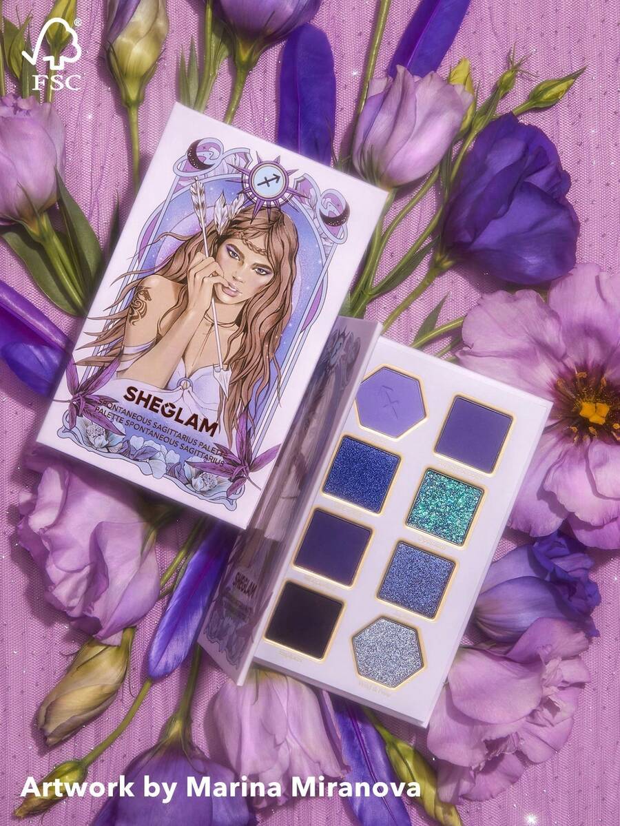 SHEGLAM Spontaneous Sagittarius Palette 8-Clolor Shimmer Metallic Matte Eyeshadow Palette Silver Bold Radiant Purple High Pigment Long Wear Blendable Pro Eyeshadow Pink Purple Eyeshadow Brand Beauty Makeup Face Paint Cosmetic For Women Girls Perfect For Spring Summer Ideal For Y2K Fancy Fashion Suitable For Birthday Mother'S Day Gift Rave Party Ready Best Color