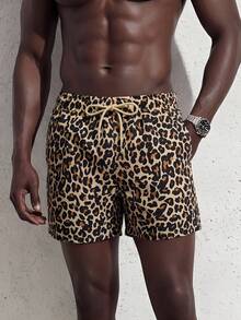 Azuldrift Men's Leopard Print Casual Beach Shorts - Multicolor - View 8