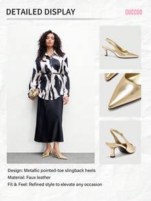 CUCCOO BIZCHIC Women's Elegant Sexy Gold Pointed Toe High Heel Pumps For Christmas Spring Shoes - Gold - View 3