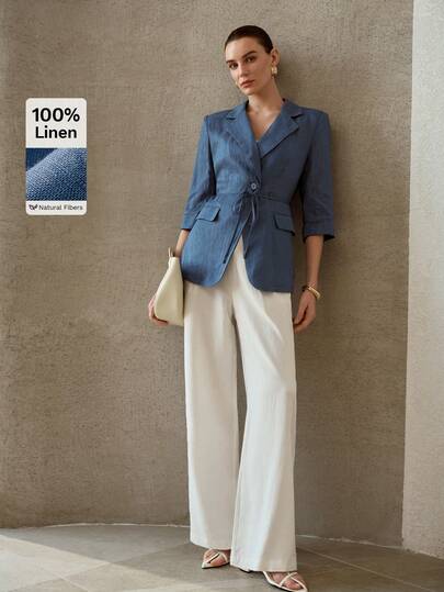 MOTF PREMIUM FASHIONABLE LINEN LIGHTWEIGHT LOOSE FIT BLAZER FOR WOMEN