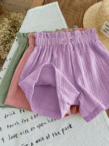 SHEIN LMoss Kids 3PCS Young Girls Shorts - Multicolor - View 6