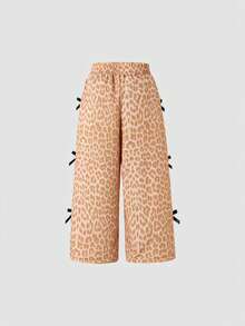 SHEIN Young Girls Spring/Summer New High Waist Leopard Print Casual Pants, Fashionable & Versatile - Multicolor - View 2
