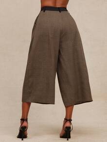 NYA SZN 女士宽松高腰褶皱休闲裤，适合商务休闲、办公室穿着、节日假日、街头风、休闲派对等场合。 - 彩色 - 查看 7