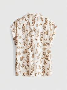 ROMWE Goth Áo sơ mi nữ in họa tiết toàn thân, cài một hàng khuy, kiểu dáng thường ngày, đa năng. - Nhiều màu - Xem 2