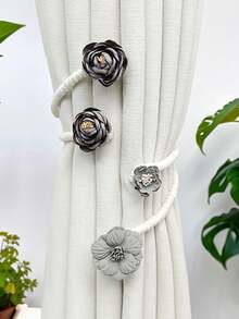 Cirelle 2PCS Flower Curtain Tiebacks, Decorative Contemporary Style Curtain Buckles With Flower Designs, For Indoor And Outdoor Decor - multicolor - View 4