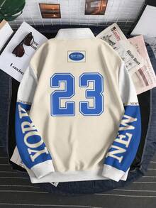 Manfinity Campus Court Áo nỉ nam tay dài cổ kéo khóa ¼, kiểu dáng thường ngày, chất liệu rugby, thích hợp mặc đi chơi. Áo nỉ nam kiểu New York, tay dài, thích hợp mặc đi chơi, mùa hè. - Nhiều màu - Xem 2