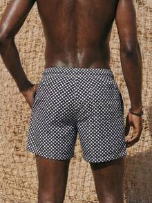 ZELFYO Men's Summer Holiday Plaid Drawstring Waist Beach Shorts, Hawaiian - Black and White - View 5