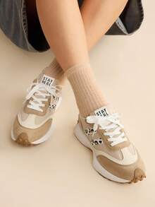 Women's Stylish Black Sneakers - Fashionable & Comfortable Daily Casual Shoes - Beige - View 4