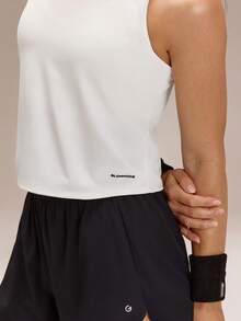 GLOWMODE Ultrafine Soft Seamless Rise & Run Waist Length Sweat-Wicking Back Mesh Panels Regular Fit Muscle Tank Running Jogging Training Tennis Golf Workout Gym Wear - White - View 6