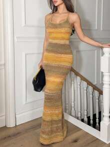 Ronhire Váy len dài ôm dáng thanh lịch dành cho nữ, không tay, mùa thu/đông - Nhiều màu - Xem 3