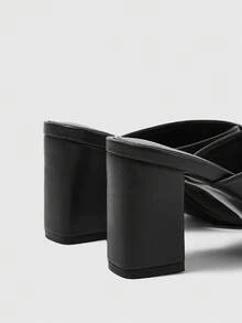 Sleekvia Women's Square Toe Elegant High Heel Slide Sandals - Black - View 3