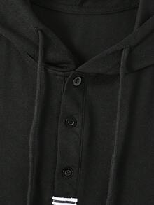 Manfinity Homme Plus Size Men's Summer Casual Black Gym Clothes Set,Sleeveless Hooded Tank Top And Shorts Outfits For Men,Vintage Y2k Old Money Style,Daily Leisure - Black - View 5