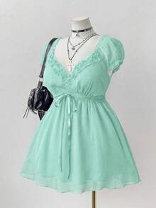 Elegant Blouse With Lace Trim In A Solid Color, Perfect For Summer - White - View 4