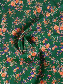 EMERY ROSE Blusa de moda con estampado floral y hombros descubiertos de manga larga para mujer - Verde - Ver 3