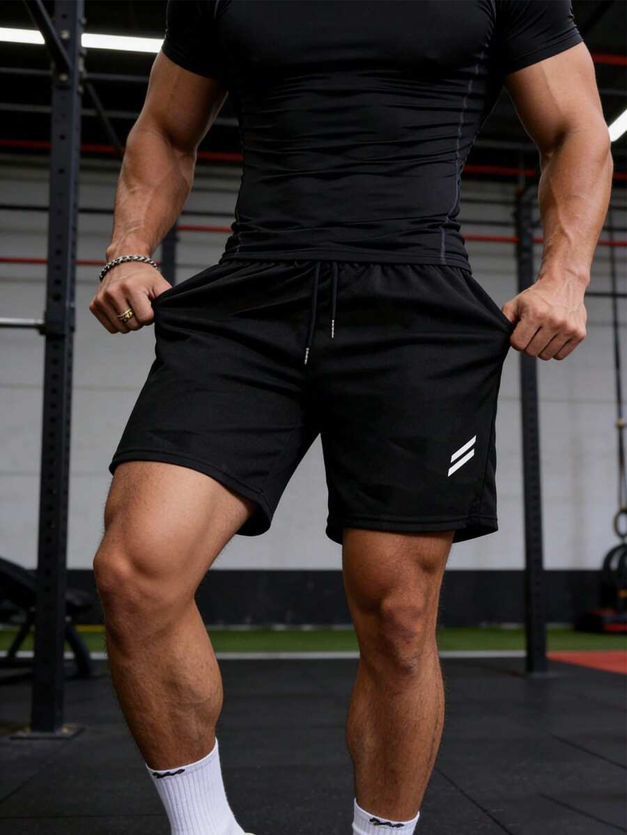 Gym Rark Quần short thể thao nam dáng rộng, có dây rút ở eo. - màu đen - Xem 1
