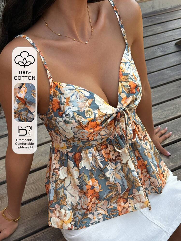 Sleeveless Painting Style Vacation Top For Women Summer