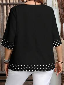 Mellowie Áo sơ mi dáng rộng in họa tiết chấm bi cổ điển, thích hợp cho mùa hè. - Nhiều màu - Xem 2