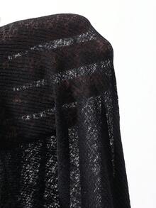 Livesso 女士圆领长袖性感露背休闲沙滩罩衫 - 黑色 - 查看 7