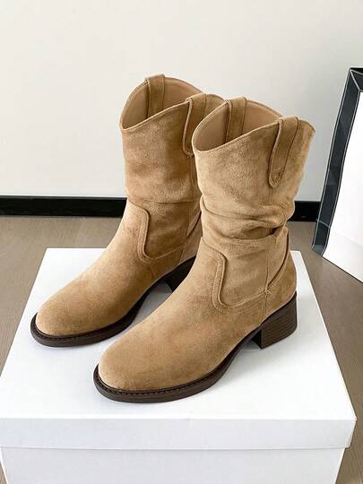 Botines Caquis De Estilo Retro Cómodos, Nueva Colección Para Mujer, Botines Marrones Con Elevación Interior Y Tacón Bajo Elegantes Y Versátiles Para Mujer, Adecuados Para La Escuela, Fiestas, Centros Comerciales Y Banquetes.