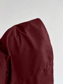 Elamini 性感深V领蕾丝领修身长袖衬衫 - 酒紅色 - 查看 7