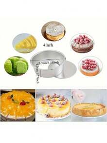 4/6pcs Round Cake Mold, Round Baking Pan, Removable Bottom, Aluminum Non-Stick Chiffon Cake Mold, Heat-Resistant, Sturdy And Durable, Suitable For Kitchen Baking Tools For Family Gatherings, Birthdays, Weddings And Mother'S Day Celebrations. - Multicolor - View 7
