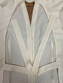 INAWLY Solid Color Sleeveless Backless Front Button Casual Shirt - Apricot - View 3