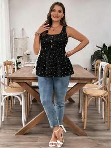 SHEIN LUNE Áo kiểu chấm bi dáng rộng dành cho nữ, thích hợp mặc đi chơi và hẹn hò. - Nhiều màu - Xem 5