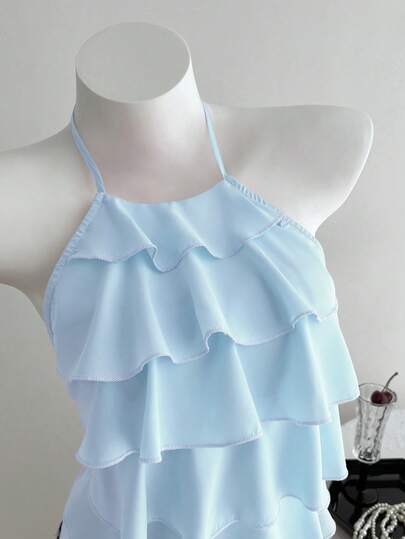 Elamini 女士纯色多层荷叶边领衬衫